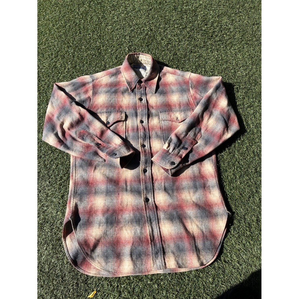 Pendleton Wool Plaid‎ Lined Shirt Jacket Men"s Red Blue Tan Size L
